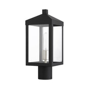 Nyack Small Outdoor Post Light in Black with Brushed Nickel Cluster