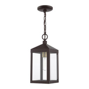 Nyack Small Outdoor Pendant Lantern in Bronze with Antique Brass Cluster