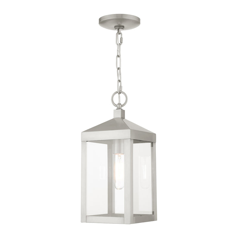 Nyack Small Outdoor Pendant Lantern in Brushed Nickel