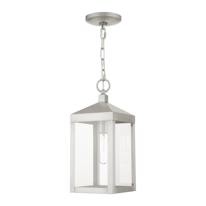 Nyack Small Outdoor Pendant Lantern in Brushed Nickel