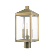 Nyack 3-Light Medium Outdoor Post Light in Antique Brass