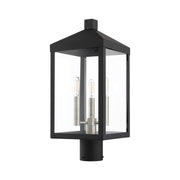 Nyack 3-Light Medium Outdoor Post Light in Black with Brushed Nickel Cluster