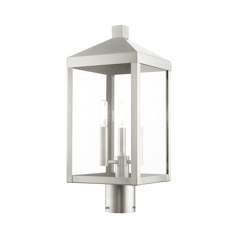 Nyack 3-Light Medium Outdoor Post Light in Brushed Nickel
