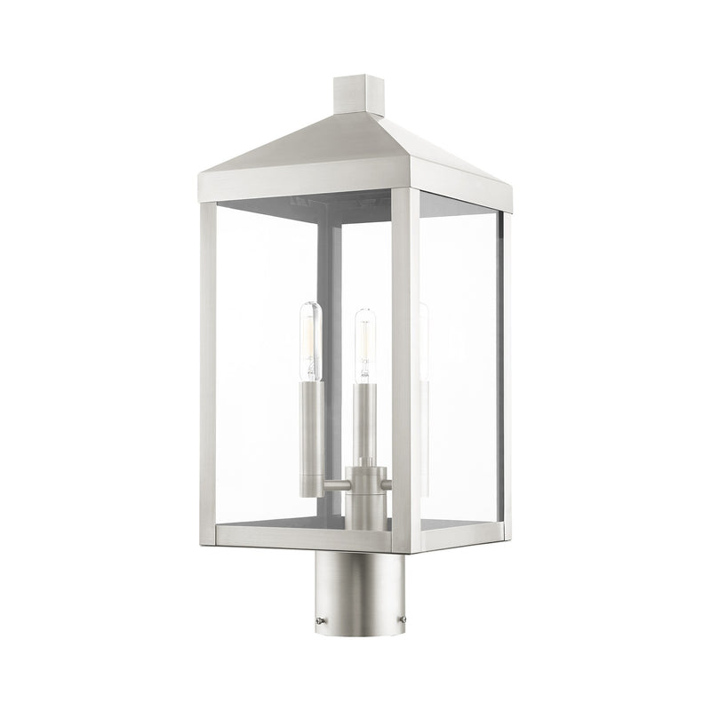 Nyack 3-Light Medium Outdoor Post Light in Brushed Nickel