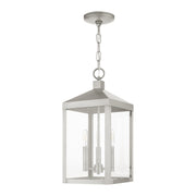 Nyack 3-Light Medium Outdoor Pendant Lantern in Brushed Nickel