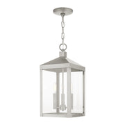 Nyack 3-Light Medium Outdoor Pendant Lantern in Brushed Nickel