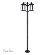 Nyack 3-Head Outdoor Post Light in Black with Brushed Nickel Accents