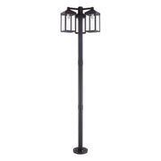Nyack 3-Head Outdoor Post Light in Black with Brushed Nickel Accents