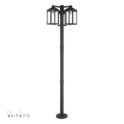 Nyack 3-Head Outdoor Post Light in Bronze with Antique Brass Accents