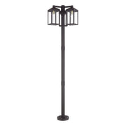 Nyack 3-Head Outdoor Post Light in Bronze with Antique Brass Accents