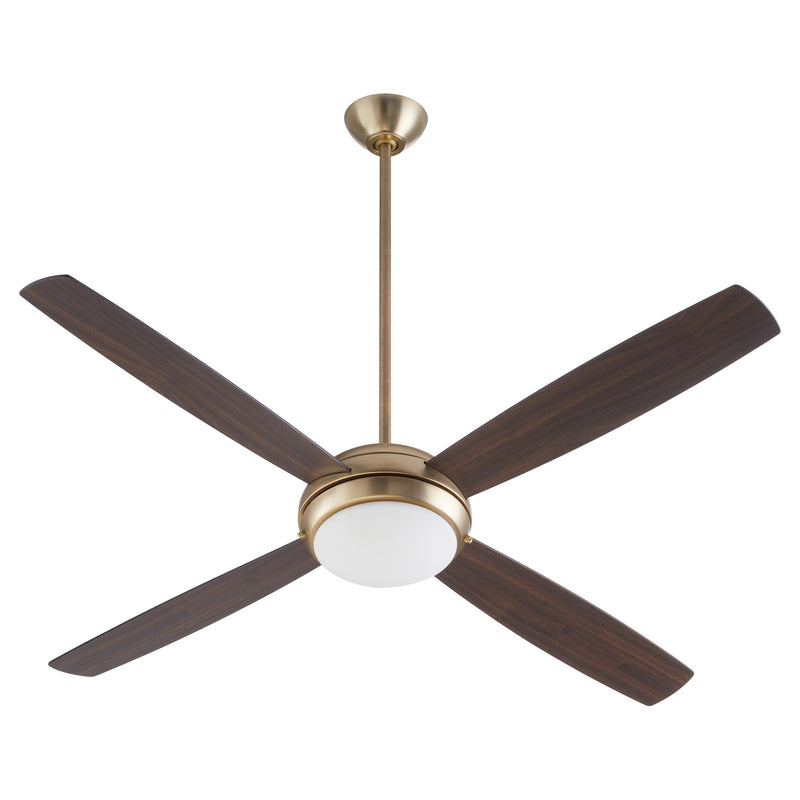 Expo 60" 4-Blade Ceiling Fan with Light Kit in Aged Brass