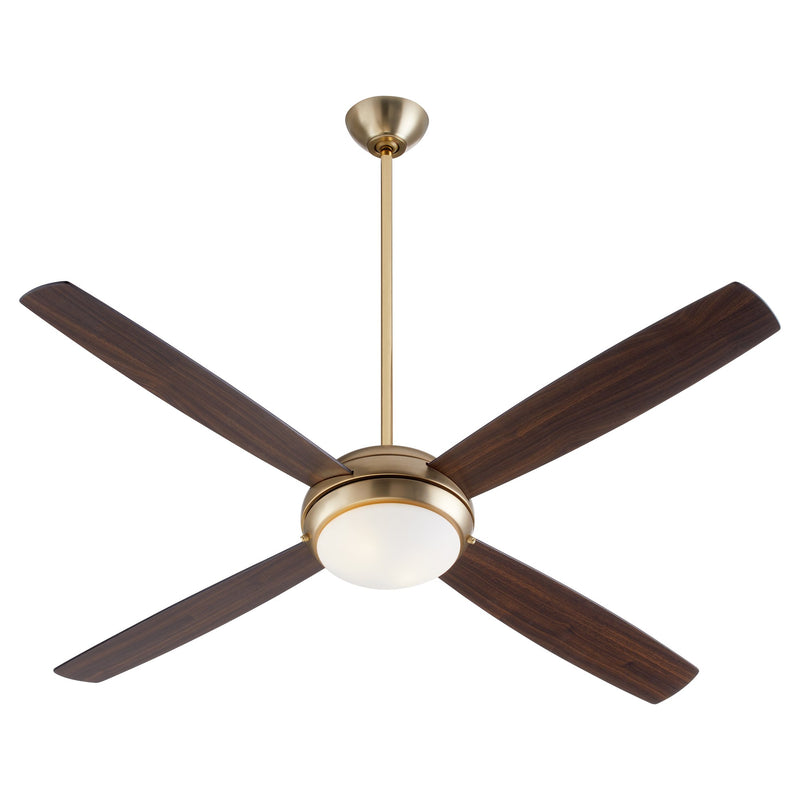 Expo 60" 4-Blade Ceiling Fan with Light Kit in Aged Brass