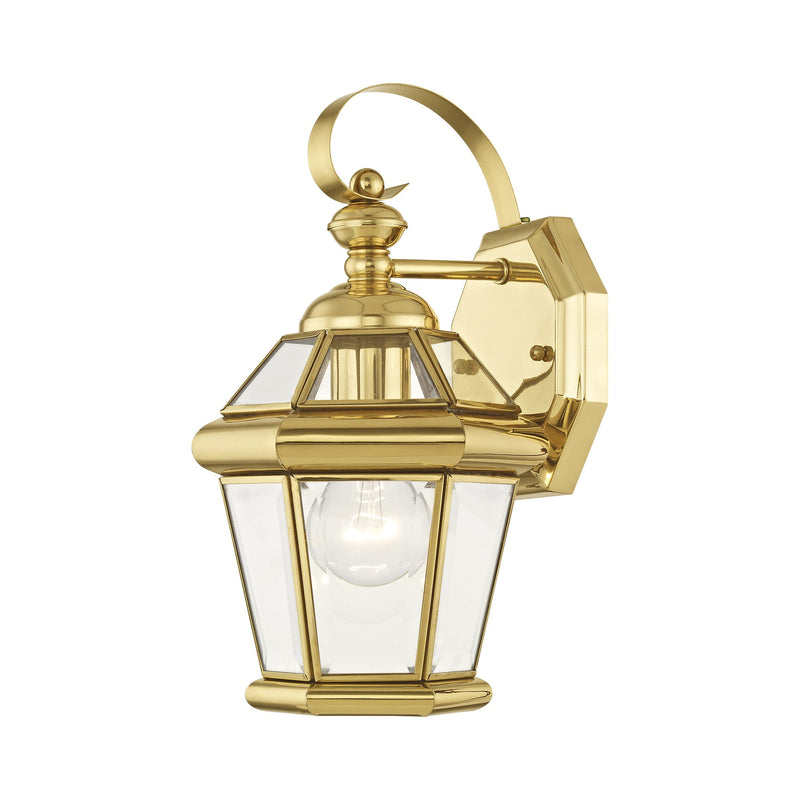 Georgetown Mini Outdoor Wall Lantern in Polished Brass