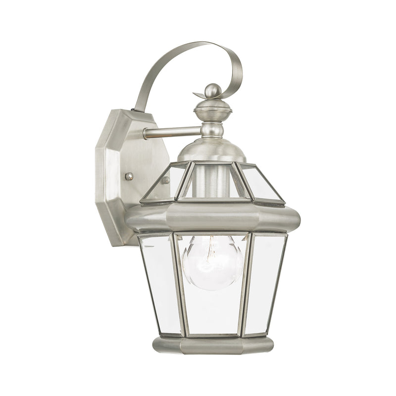 Georgetown Mini Outdoor Wall Lantern in Brushed Nickel