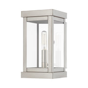 Hopewell Mini Outdoor Wall Lantern in Brushed Nickel with Polished Chrome Stainless Steel Reflector