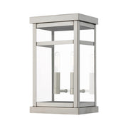 Hopewell 2-Light Small Outdoor Wall Lantern in Brushed Nickel with Polished Chrome Stainless Steel Reflector