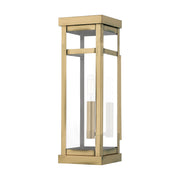 Hopewell Tall Outdoor Wall Lantern in Antique Brass with Polished Chrome Stainless Steel Reflector