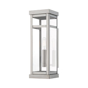 Hopewell Tall Outdoor Wall Lantern in Brushed Nickel with Polished Chrome Stainless Steel Reflector