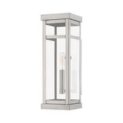 Hopewell Tall Outdoor Wall Lantern in Brushed Nickel with Polished Chrome Stainless Steel Reflector