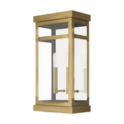 Hopewell 2-Light Large Outdoor Wall Lantern in Antique Brass with Polished Chrome Stainless Steel Reflector