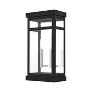 Hopewell 2-Light Large Outdoor Wall Lantern in Black with Brushed Nickel Finish Cluster and Polished Chrome Stainless Steel Reflector
