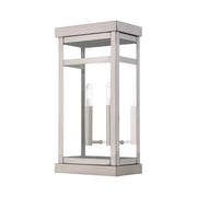 Hopewell 2-Light Large Outdoor Wall Lantern in Brushed Nickel with Polished Chrome Stainless Steel Reflector