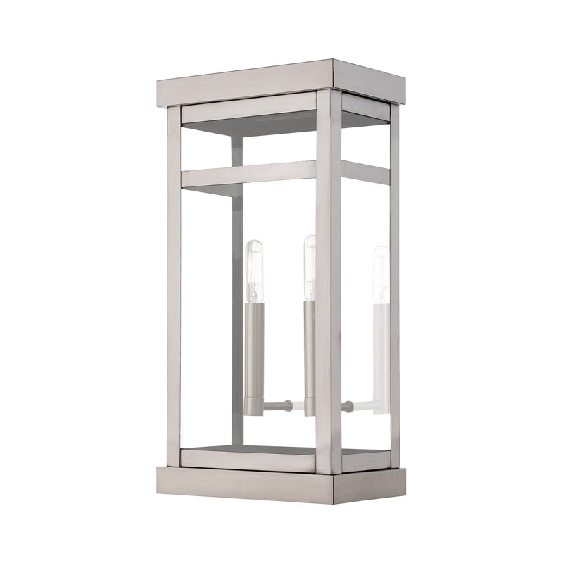 Hopewell 2-Light Large Outdoor Wall Lantern in Brushed Nickel with Polished Chrome Stainless Steel Reflector