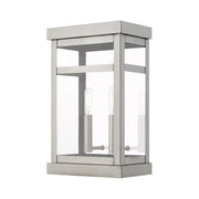 Hopewell 2-Light Medium Outdoor Wall Lantern in Brushed Nickel with Polished Chrome Stainless Steel Reflector