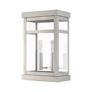 Hopewell 2-Light Medium Outdoor Wall Lantern in Brushed Nickel with Polished Chrome Stainless Steel Reflector