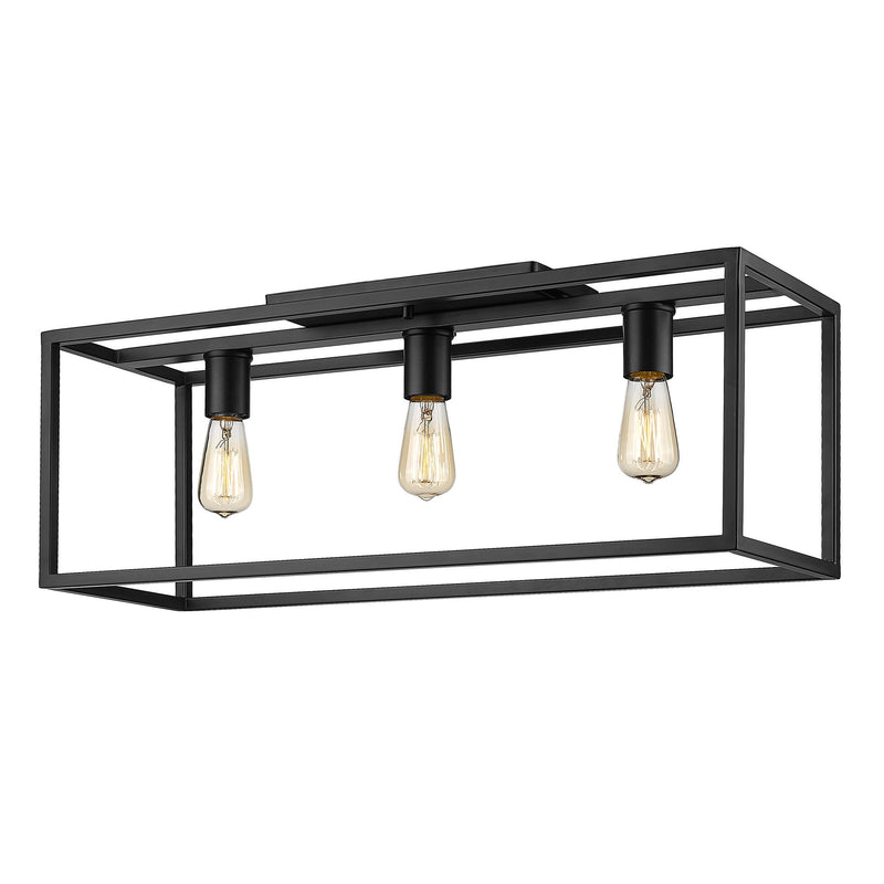 Wesson 3-Light Flush Mount in Matte Black