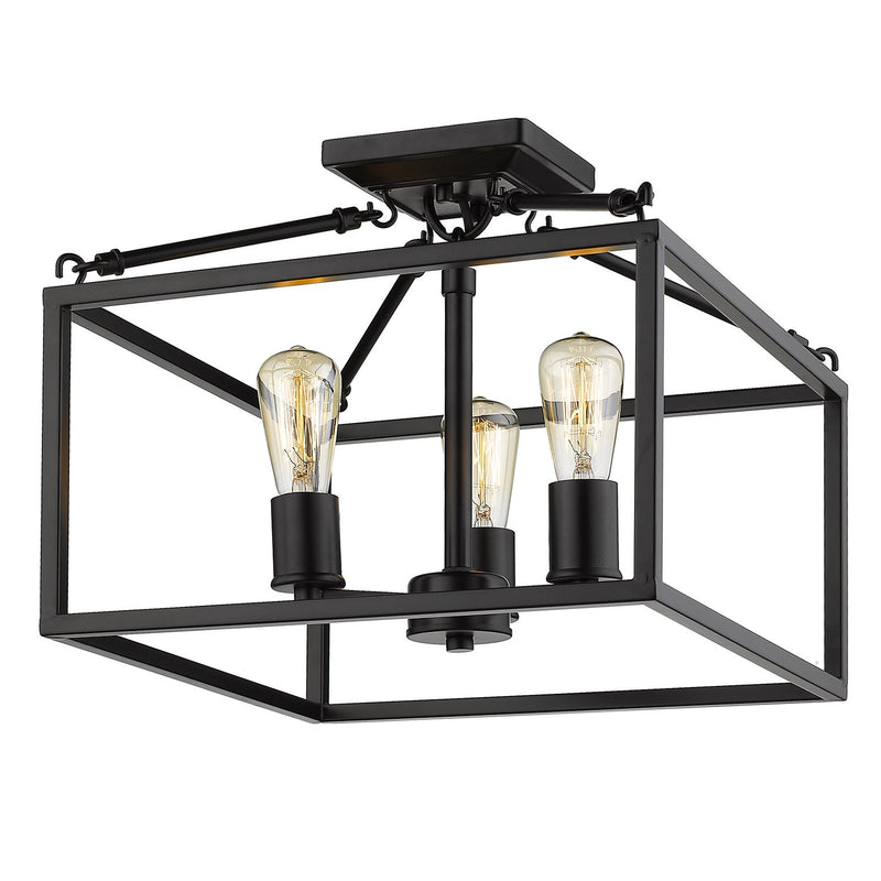 Wesson 3-Light Semi-Flush Mount in Matte Black