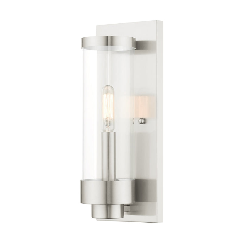 Hillcrest Small Outdoor ADA Wall Lantern in Brushed Nickel
