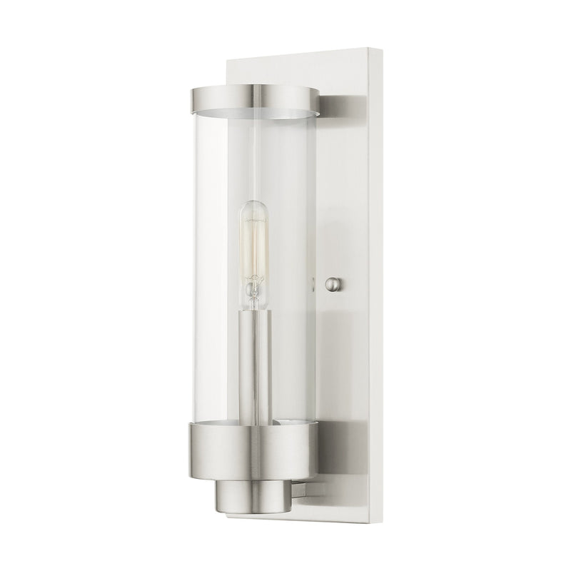 Hillcrest Small Outdoor ADA Wall Lantern in Brushed Nickel