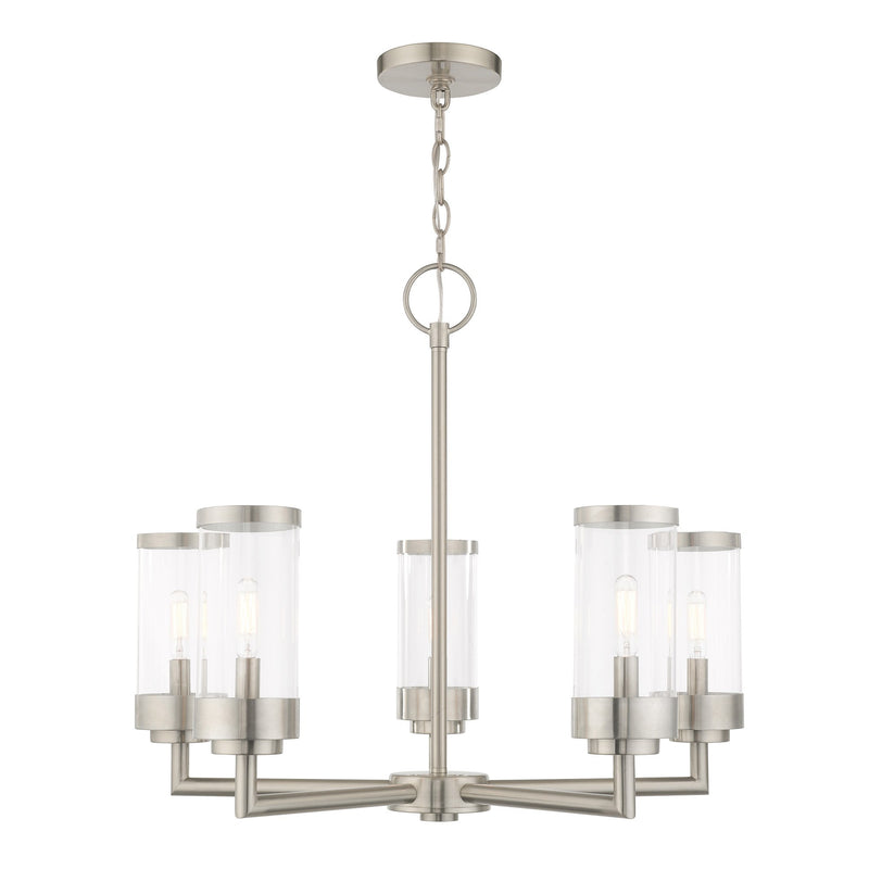 Hillcrest 5-Light Outdoor Chandelier in Brushed Nickel