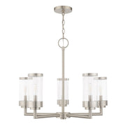Hillcrest 5-Light Outdoor Chandelier in Brushed Nickel