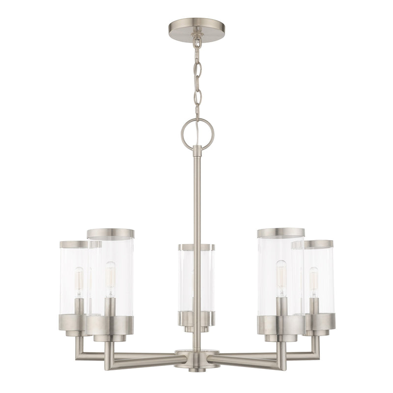 Hillcrest 5-Light Outdoor Chandelier in Brushed Nickel