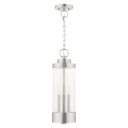 Hillcrest 3-Light Large Outdoor Pendant Lantern in Brushed Nickel
