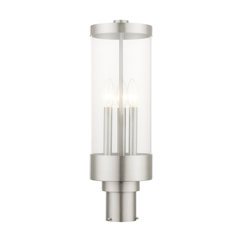 Hillcrest 3-Light Large Outdoor Post Light in Brushed Nickel