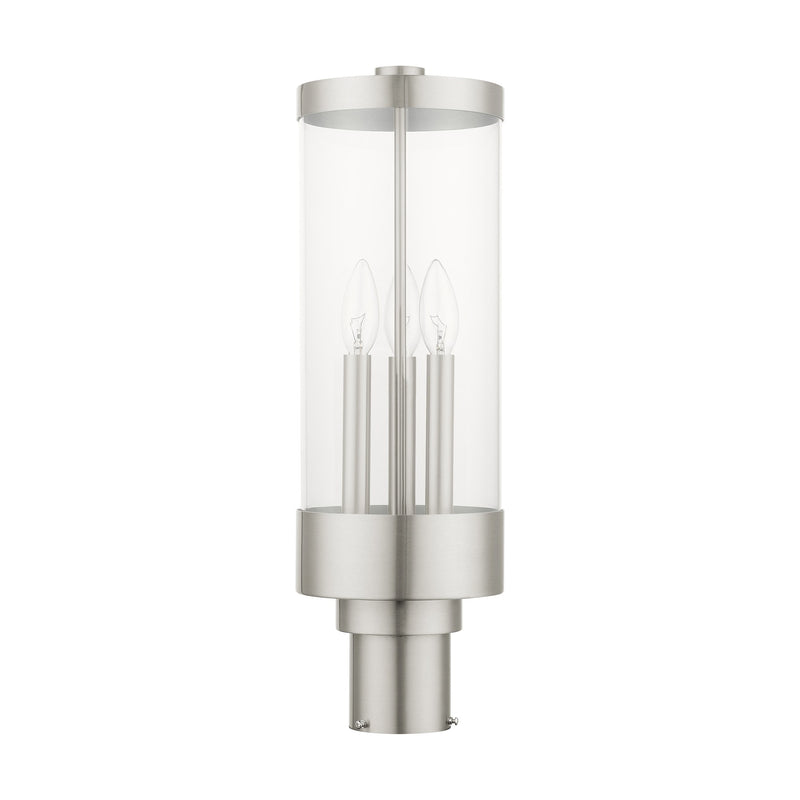 Hillcrest 3-Light Large Outdoor Post Light in Brushed Nickel