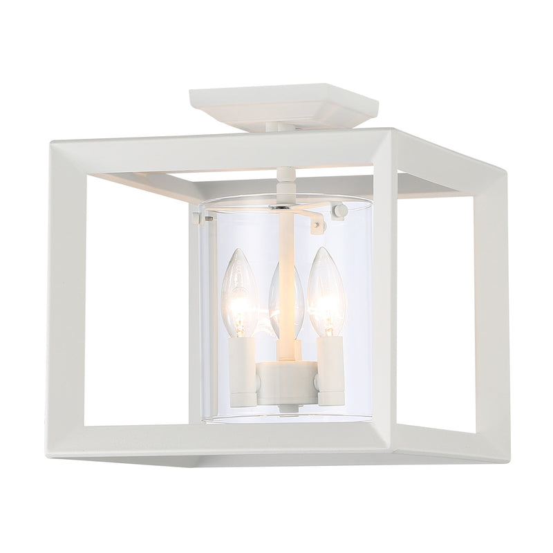 Smyth 3-Light 12" High Semi-Flush Mount in Natural White