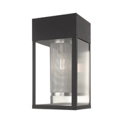Franklin 16" Outdoor Wall Lantern in Black with Brushed Nickel Stainless Steel Reflector