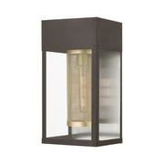 Franklin 16" Outdoor Wall Lantern in Bronze with Soft Gold Candle and Brushed Nickel Stainless Steel Reflector