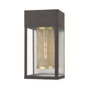 Franklin 16" Outdoor Wall Lantern in Bronze with Soft Gold Candle and Brushed Nickel Stainless Steel Reflector