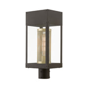 Franklin Outdoor Post Light in Bronze with Soft Gold Candle