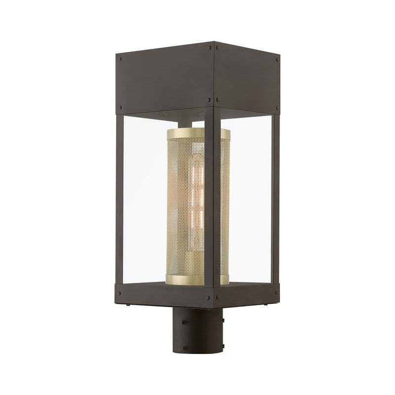 Franklin Outdoor Post Light in Bronze with Soft Gold Candle