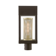Franklin Outdoor Post Light in Bronze with Soft Gold Candle