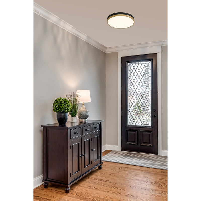 Coco LED Flush Mount in Black W/antique Brushed Brass