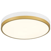 Coco LED Flush Mount in White W/antique Brushed Brass