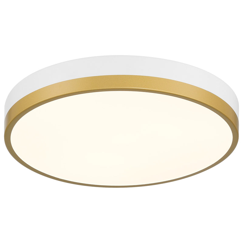 Coco LED Flush Mount in White W/antique Brushed Brass