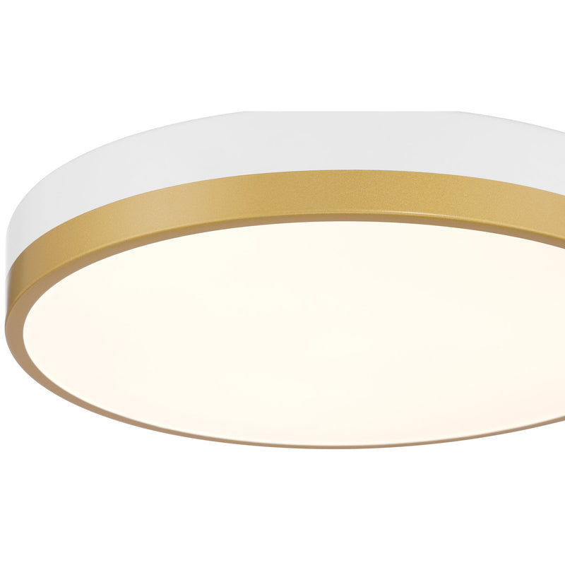 Coco LED Flush Mount in White W/antique Brushed Brass